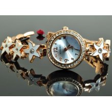 Free Shippingvintage Gorgeous Gold Color Quartz Watch Braceletspw004