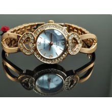 Free Shippingvintage Gorgeous Gold Color Quartz Watch Braceletspw012