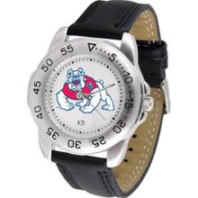 Fresno St Bulldog watch : Fresno State Bulldogs Bold Logo Sport Leather Watch