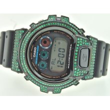 G-shock/g Shock Custom Digital Watch 4ct Green Simulated Diamond Bezel Joe Rodeo