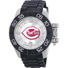 Game Time Watch, Mens Cincinnati Reds Black Polyurethane Strap 47mm Ml