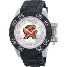 Game Time Watch, Mens University of Maryland Black Polyurethane Strap