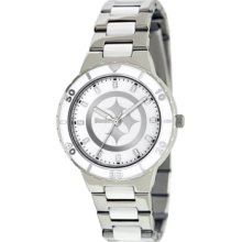 Game Time Watch, Womens Pittsburgh Steelers White Ceramic and Stainles