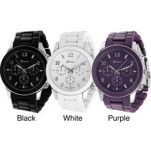 Geneva Platinum Men's Chronograph-style Link Watch (Purple)