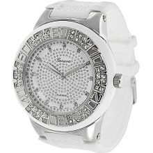 Geneva Platinum Men's Rhinestone-accented Silicone Watch ...