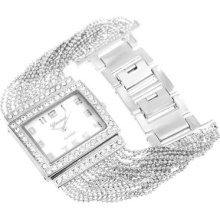 Geneva Platinum Women s Quartz Rhinestone Accent Multi Strand Bracelet Watch GUNMETAL