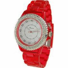 Geneva Platinum Women's 2048.Red Red Plastic Quartz Watch with Wh ...