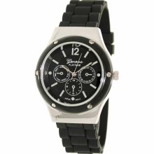 Geneva Platinum Women's 2278.Silver.Black Black Silicone Quartz Watch with Black Dial