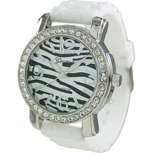 Geneva Platinum Women's 7817.WHT White Silicone Quartz Watch with Silver Dial