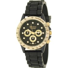 Geneva Platinum Women's 9689.Gold.Black Black Silicone Quartz Wat ...