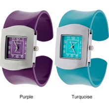 Geneva Platinum Women's Colored Band Cuff Watch (Purple)