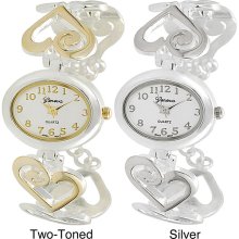 Geneva Platinum Women's Heart Toggle Watch (Silver)