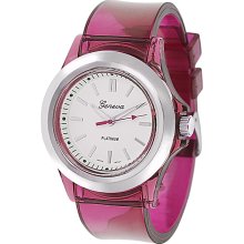 Geneva Platinum Women's Pink Translucent Watch (Women's Pink Translucent Watch)