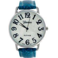 Geneva Platinum Women's Quartz Turquoise Mother-of-Pearl Dial Watch