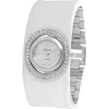 Geneva Platinum Women's Rhinestone-accented Silicone Link Watch