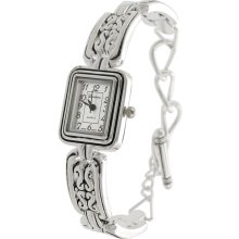 Geneva Women's Concho-style Toggle Watch (Silver)