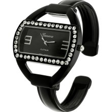 Geneva Women's Platinum CZ-lined Cuff Watch (Silver)