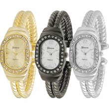 Geneva Womens Twist Cuff Watch Silver