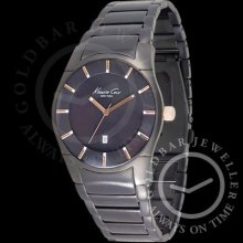 Gents Mens Kenneth Cole Kc3900 Black Steel Bracelet Watch RrpÂ£125.00