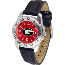 Georgia Bulldogs Sport Leather Band AnoChrome-Ladies Watch