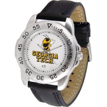 Georgia Tech Logo- Mens Sport Leather Watch