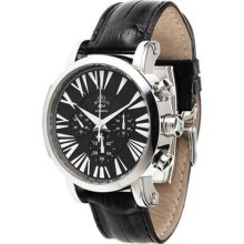 Gio Monaco Men's 120-A oneOone Automatic Black Dial Alligator Lea ...