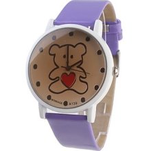 Girl Lovely Bear Women Watch Purple Watchband A139