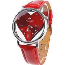 Girl Sweet Heart Women Watch Red Watchband Red Dial Plate 9729-1