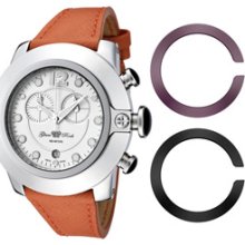 Glam Rock Watches Women's Sobe-Mood Chronograph White Dial Coral leath