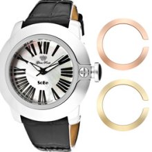 Glam Rock Watches Women's Lady SoBe White MOP Dial Black Genuine Leath