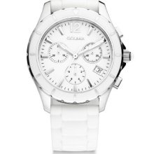 Golana Aura Chrono Women's Quartz Watch With White Dial Chronograph Display And White Rubber Strap Au400-2