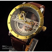 Gold Men Automatic Mechanical Watch Watches Wristwatch Watch Strap P