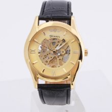 Golden Hand Wind-up Mechanical Watch For Men Women Sport Analog Wrist Watches