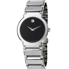 Gorgeous Movado Valor Women's 0604409 Tungsten Black Dial Watch