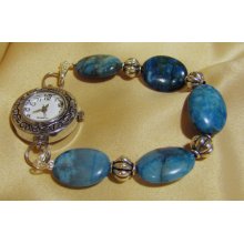 Gorgeous with Jeans this Interchangeable Bracelet Watch Band has Blue Jasper