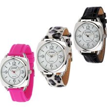 Gossip Set of 3 Strap Watches in Individual Boxes - Silvertone - One Size