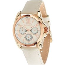 Gossip Suede Strap Multi-Function Watch with Roman Numerals - Ivory - One Size