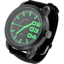 Green Big Number Black Face & Jelly Rubber Band Bracelet Watch