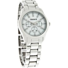 Gruen II Quartz Ladies Crystal Multi-Function Design Silver Tone Watch GRT760