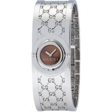 Gucci Ya112501 Women's $750 Twirl Brown Dial Stainless Steel Watch