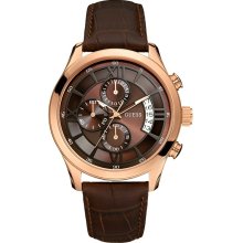 Guess Chronograph Brown Croc Embossed Leather Mens Watch U14