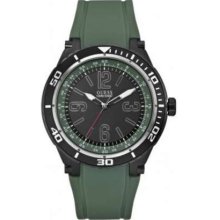 Guess Gents Green Silicone Strap W0044G6 Watch