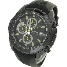 Guess Men Black Lime Accent Chronograph Watch U15068g1 With Original Box