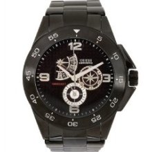 Guess Men U17512g1 Chronograph Black Ip Bracelet Multi-function Subdial