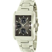 Guess Men's G95328G Silver Stainless-Steel Quartz Watch with Brown Dial