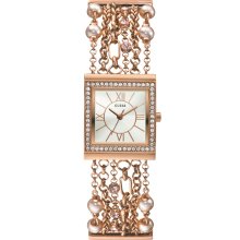 GUESS Rose Gold-Tone Embellished Bracelet Watc