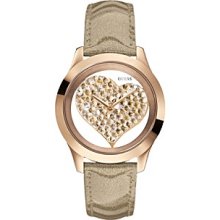 Guess Rose Goldtone Clearly Inspired Heart Watch Women's