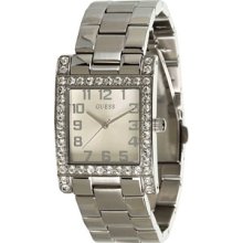 Guess Silver-tone Crystal Watch U0128l1