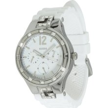 Guess U10661L1 White Dial Silicone Band Multifunction Women's Watch