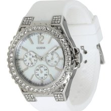 Guess U12653L1 MOP Dial White Silicone Band Women's Watch